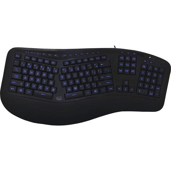 Adesso Color Illuminated Ergonomic Keyboard — AKB-150EB