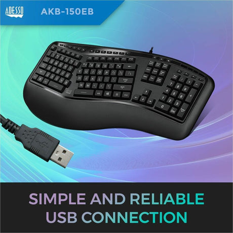 Adesso Color Illuminated Ergonomic Keyboard — AKB-150EB