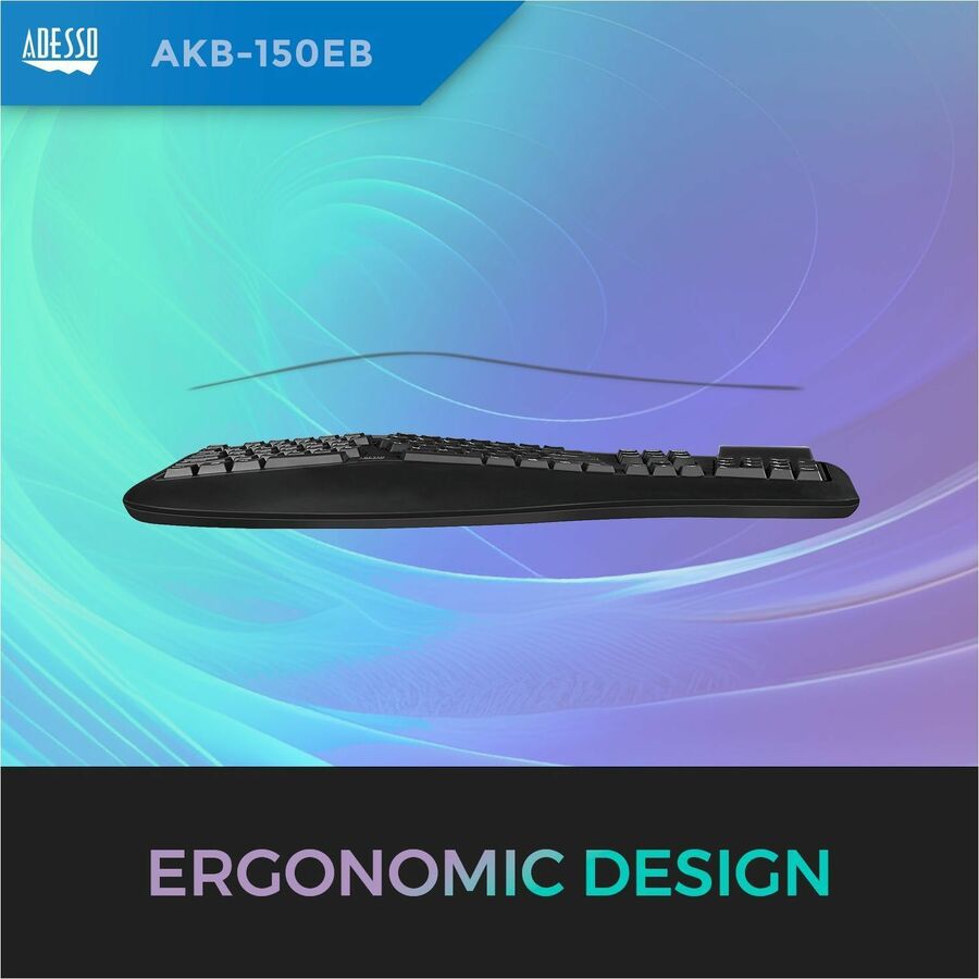 Adesso Color Illuminated Ergonomic Keyboard — AKB-150EB