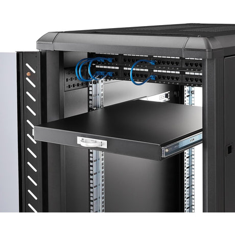 StarTech.com 1U Sliding Server Rack Mount Keyboard Shelf Tray, 55lbs (25Kg), 22in (55cm) Deep Steel Pull Out Drawer for 19" Equipment Rack — SLIDESHELFD