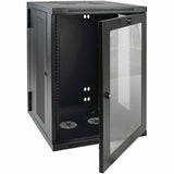 Eaton Tripp Lite Series SmartRack 18U Low-Profile Switch-Depth Wall-Mount Half-Height Rack Enclosure, Clear Acrylic Window, Hinged Back — SRW18USG