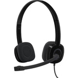 Logitech H151 Stereo Headset with Rotating Boom Mic (Black) - Stereo - 3.5MM AUDIO JACK CONNECTION - Wired - In-Line Control - 22 Ohm - 20 Hz - 20 kHz - Over-the-head - 5.9 ft Cable - Black — 981-000587