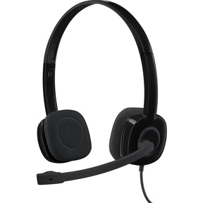 Logitech H151 Stereo Headset with Rotating Boom Mic (Black) - Stereo - 3.5MM AUDIO JACK CONNECTION - Wired - In-Line Control - 22 Ohm - 20 Hz - 20 kHz - Over-the-head - 5.9 ft Cable - Black — 981-000587
