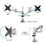 ViewSonic LCD-DMA-001 Monitor Desk Mounting Arm for 2 Monitors up to 24 Inches Each, VESA Compatible, Full Ergonomic Adjustability, 2-in-1 Mounting Base, and Built-In Cable Management — LCD-DMA-001