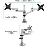 ViewSonic LCD-DMA-001 Monitor Desk Mounting Arm for 2 Monitors up to 24 Inches Each, VESA Compatible, Full Ergonomic Adjustability, 2-in-1 Mounting Base, and Built-In Cable Management — LCD-DMA-001