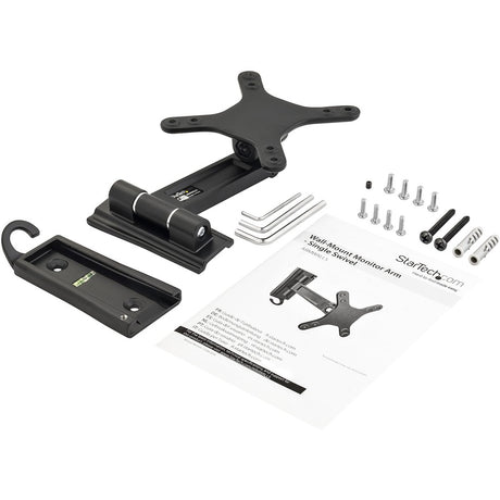StarTech.com Wall Mount Monitor Arm, Single Swivel, For VESA Mount Monitors / Flat-Screen TVs up to 34" (33.1lb/15kg), Monitor Wall Mount — ARMWALLS