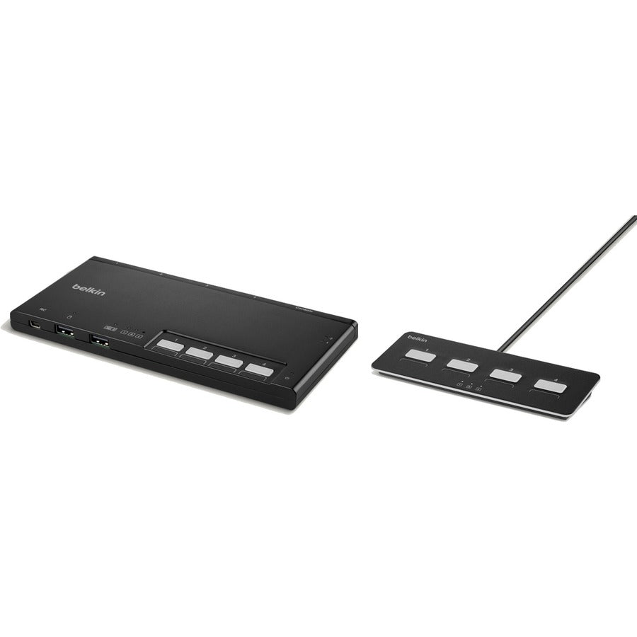Belkin 4-Port Dual Head DP Modular Secure KVM Switch PP4.0 W/ Remote — F1DN204MOD-PP-4