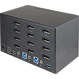 StarTech.com 2 Port Quad Monitor DisplayPort KVM Switch 4K 60Hz UHD HDR, DP 1.2 KVM Switch, 2 Port USB 3.0 Hub, 4x USB HID, Audio, Hotkey — SV231QDPU34K