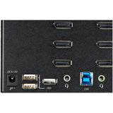 StarTech.com 2 Port Quad Monitor DisplayPort KVM Switch 4K 60Hz UHD HDR, DP 1.2 KVM Switch, 2 Port USB 3.0 Hub, 4x USB HID, Audio, Hotkey — SV231QDPU34K