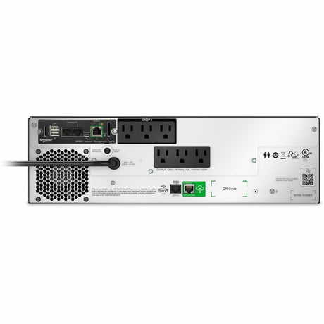 APC Smart-UPS, Line Interactive, 1500VA, Lithium-ion, Rackmount 3U, 120V, 6x NEMA 5-15R outlets, SmartConnect Port+Network Card, Short Depth, AVR, LCD — SMTL1500RM3UCNC