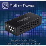TRENDnet Gigabit PoE++ Injector, Convert A Non-PoE Port to A PoE++ Gigabit Port, PoE (15.4W), PoE+ (30W), Or PoE++ (95W), Up to 100m (328 ft), Integrated Power Supply, Black, TPE-119GI
