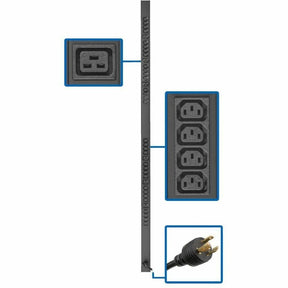 Eaton Tripp Lite Series 3.7kW 208/230V Single-Phase Basic PDU - 32 C13 & 6 C19 Outlets, L6-20P Input, 10 ft. Cord, 63.75 in. 0U Rack — PDUV20HVL6-72