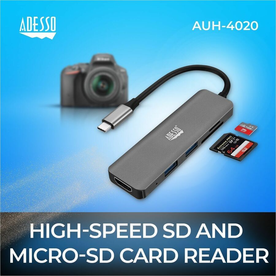 Adesso 6-in-1 USB-C Multi-Port Docking Station (TAA Compliant) — AUH4020