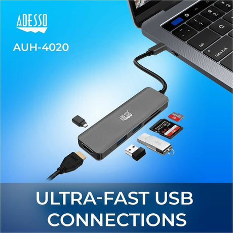 Adesso 6-in-1 USB-C Multi-Port Docking Station (TAA Compliant) — AUH4020