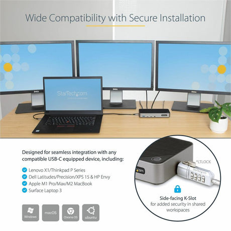 StarTech.com USB-C Triple Monitor Docking Station - Triple 4K HDMI/DP USB-C Dock - 5x USB Hub - GbE - 100W PD - Universal / Multi Monitor — 116N-USBC-DOCK
