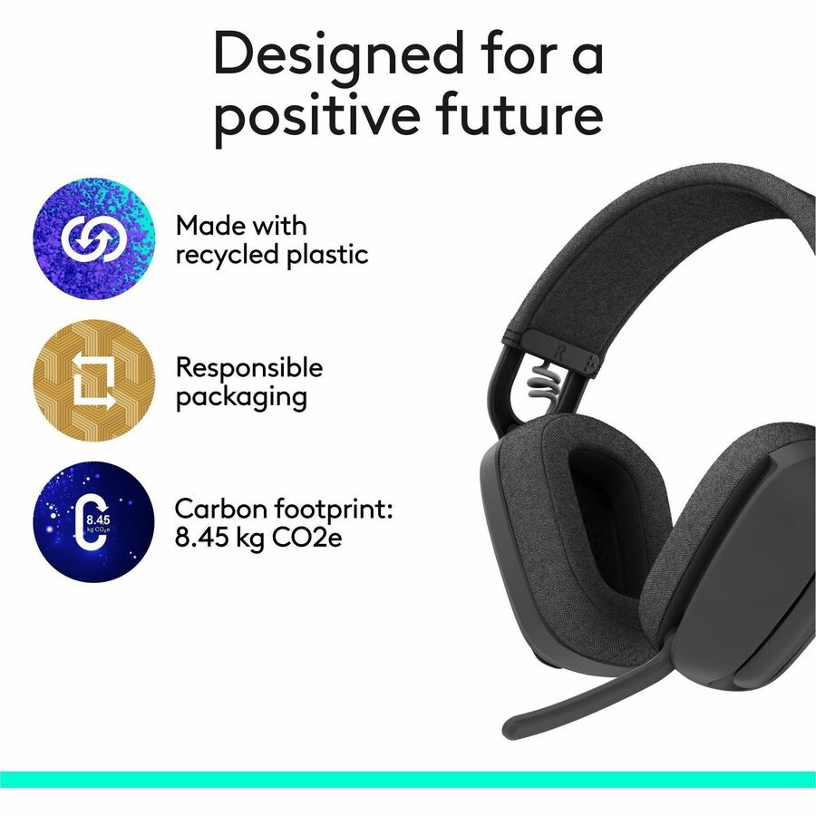 Logitech Zone Vibe Wireless Bluetooth&reg; headphones with USB receiver and noise-canceling mic — 981-001198