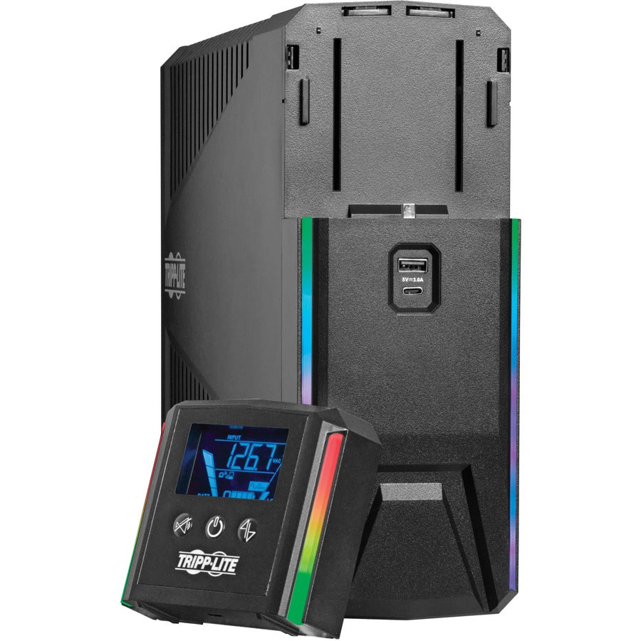 Eaton Tripp Lite Series 1500VA 900W 120V Pure Sine Wave Gaming UPS Battery Backup - LCD, AVR, RGB LEDs, USB Charging, Power Saving — SMART1500PSGLCD