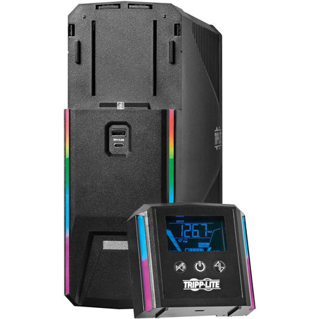 Eaton Tripp Lite Series 1500VA 900W 120V Pure Sine Wave Gaming UPS Battery Backup - LCD, AVR, RGB LEDs, USB Charging, Power Saving — SMART1500PSGLCD