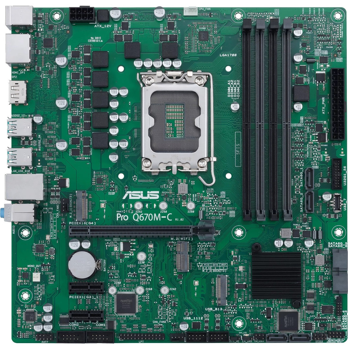 Asus PRO Q670M-C-CSM Desktop Motherboard - Intel Q670 Chipset - Socket LGA-1700 - Intel Optane Memory Ready - Micro ATX — PROQ670M-C-CSM