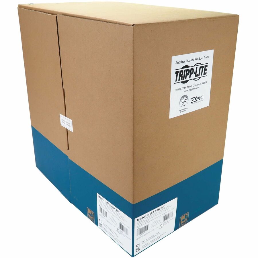 Eaton Tripp Lite Series Cat6a 10G Solid Core UTP Bulk Ethernet Cable, CMR Rated, Black, 1000 ft. (305 m) — N223-01K-BK