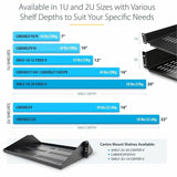 StarTech.com 1U Vented Server Rack Cabinet Shelf - Fixed 12" Deep Cantilever Rackmount Tray for 19" Data/AV/Network Enclosure w/Cage Nuts — SHELF-1U-12-FIXED-V