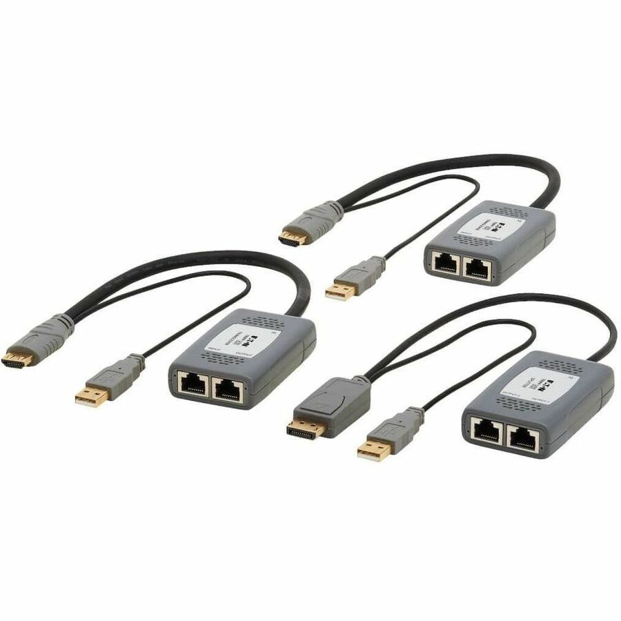 Eaton Tripp Lite Series 2-Port DisplayPort to HDMI over Cat6 Extender Kit, Pigtail Transmitter/2x Receivers, 4K 60 Hz, HDR, 4:4:4, 230 ft. (70.1 m), TAA — B127U-002-PDPH2