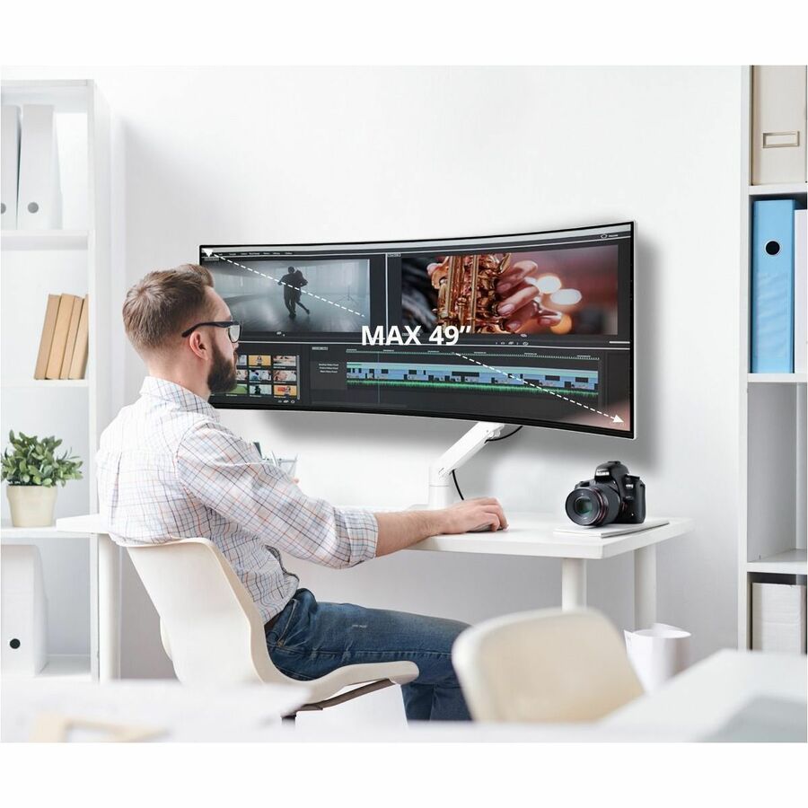 SIIG Single Heavy Duty 34"- 49" Monitor Arm with Easy Top Mounting - Weight Between 22 to 44 lbs — CE-MT3S11-S1