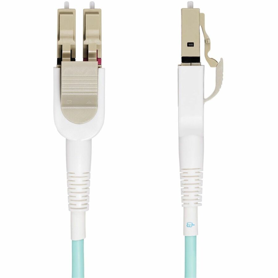 StarTech.com 5m (16.4ft) LC to LC (UPC) OM4 Switchable Fiber Optic Cable 50/125, 100G, Toolless Polarity Switching, LSZH Fiber Jumper Cord — 450FBLCLC5SW