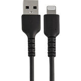 StarTech.com 12inch/30cm Durable Black USB-A to Lightning Cable, Rugged Heavy Duty Charging/Sync Cable for Apple iPhone/iPad MFi Certified — RUSBLTMM30CMB
