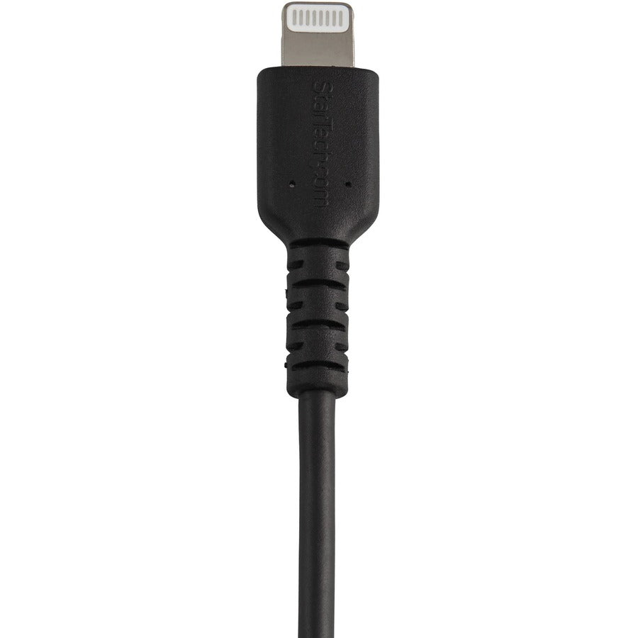 StarTech.com 12inch/30cm Durable Black USB-A to Lightning Cable, Rugged Heavy Duty Charging/Sync Cable for Apple iPhone/iPad MFi Certified — RUSBLTMM30CMB