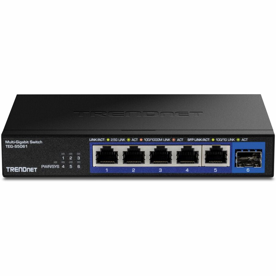 TRENDnet 6-Port 2.5G Unmanaged Switch with 10G SFP+ Port — TEG-S5061