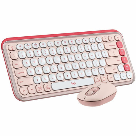 Logitech POP ICON COMBO, Bluetooth Keyboard and Mouse Combo, Comfortable Typing, Programmable Keys and Buttons, Quiet Clicks (Rose & Off-white) — 920-013105