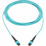 Eaton Tripp Lite Series 100G Multimode 50/125 OM4 Fiber Optic Cable (12F MPO/MPO-PC F/F), Type-A Polarity, OFNP, Aqua, 5 m (16.4 ft.), TAA — N845A-05M-12TAA
