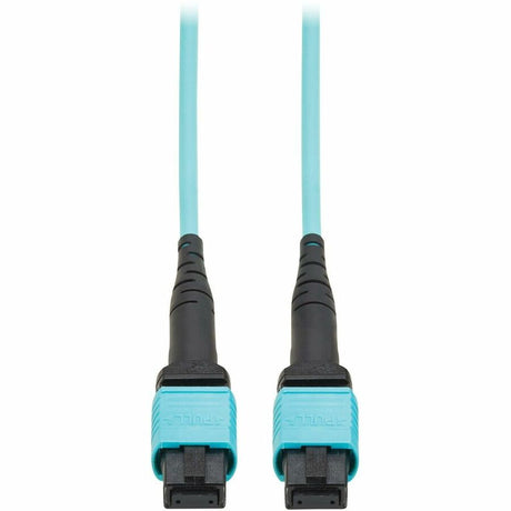Eaton Tripp Lite Series 100G Multimode 50/125 OM4 Fiber Optic Cable (12F MPO/MPO-PC F/F), Type-A Polarity, OFNP, Aqua, 5 m (16.4 ft.), TAA — N845A-05M-12TAA