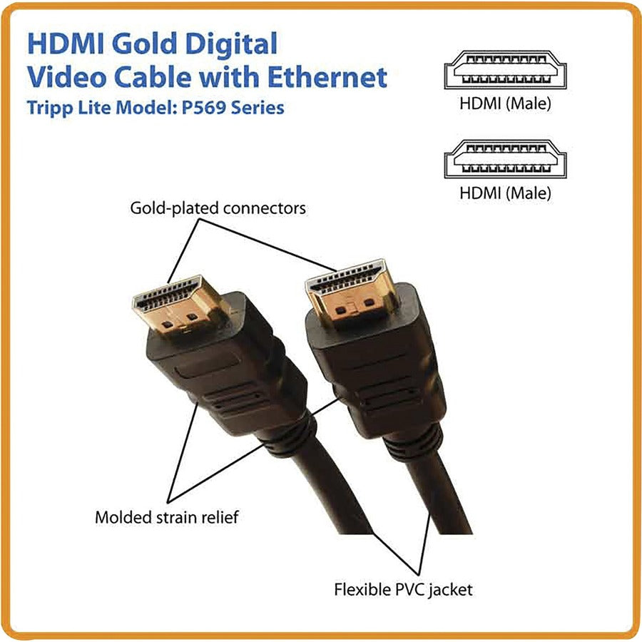 Eaton Tripp Lite Series High Speed HDMI Cable with Ethernet, UHD 4K, Digital Video with Audio (M/M), 3 ft. (0.91 m) — P569-003