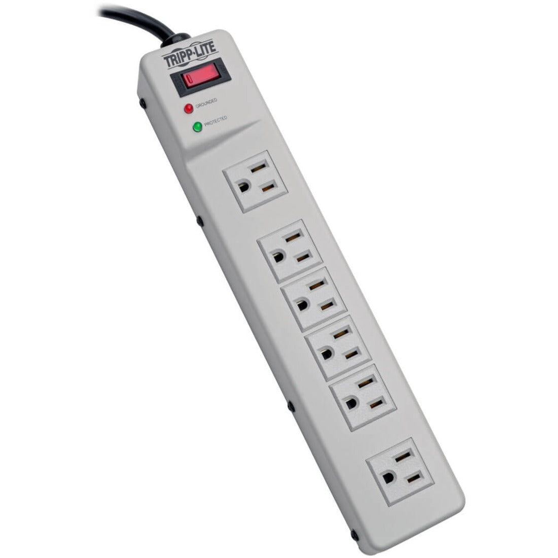 Eaton Tripp Lite Series Protect It! Surge Protector with 6 Right-Angle Outlets, 6 ft. (1.83 m) Cord, 1340 Joules, Diagnostic LEDs, Metal Case — TLM626