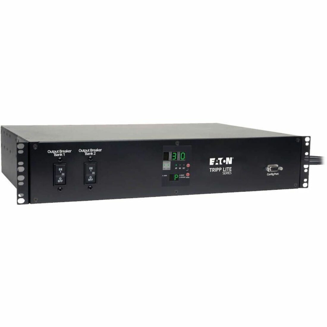 Eaton Tripp Lite Series 5.8kW Single-Phase Local Metered Automatic Transfer Switch PDU, Two 200-240V L6-30P Inputs, 16-C13 2-C19 & 1 L6-30R Outlet, 2U, TAA — PDUMH30HVAT