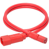 Eaton Tripp Lite Series Power Cord C14 to C15 - Heavy-Duty, 15A, 250V, 14 AWG, 3 ft. (0.91 m), Red — P018-003-ARD