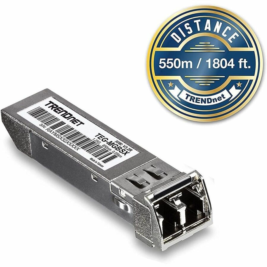 TRENDnet SFP Multi-Mode LC Module 4-Pack, TEG-MGBSX/4, Transmission Up to 550m (1804 Ft), Mini-GBIC, Hot Pluggable, IEEE 802.3z Gigabit Ethernet, Supports Up to 1.25 Gbps, Lifetime Protection — TEG-MGBSX/4