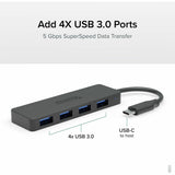 Plugable USB C to USB Adapter Hub, 4 Port USB 3.0 Hub, USB Splitter for Laptop — USBC-HUB4A