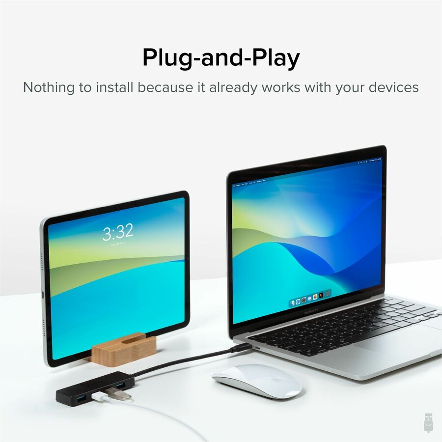 Plugable USB C to USB Adapter Hub, 4 Port USB 3.0 Hub, USB Splitter for Laptop — USBC-HUB4A