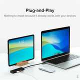 Plugable USB C to USB Adapter Hub, 4 Port USB 3.0 Hub, USB Splitter for Laptop — USBC-HUB4A