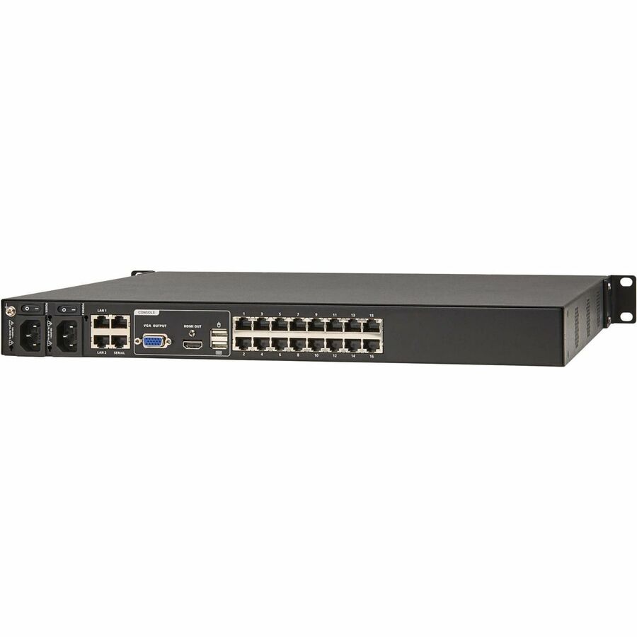 Eaton 16-Port Cat5e KVM over IP Switch - Virtual Media, 2 Remote/1 Local User, HDMI Output, 1U Rack-Mount, TAA — B064-016-02-IPH