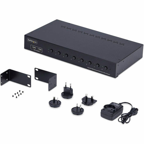 StarTech.com 8-Port DisplayPort KVM Switch with 1U Rack Mount Kit, 4K 60Hz DP 1.2, Push-Button & Hotkey Switching, TAA Compliant — R8AD122-KVM-SWITCH