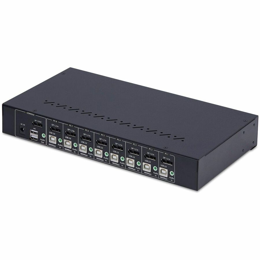 StarTech.com 8-Port DisplayPort KVM Switch with 1U Rack Mount Kit, 4K 60Hz DP 1.2, Push-Button & Hotkey Switching, TAA Compliant — R8AD122-KVM-SWITCH