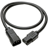 Eaton Tripp Lite Series Heavy-Duty PDU Power Cord, C13 to C14 - 15A, 250V, 14 AWG, 3 ft. (0.91 m), Black — P005-003