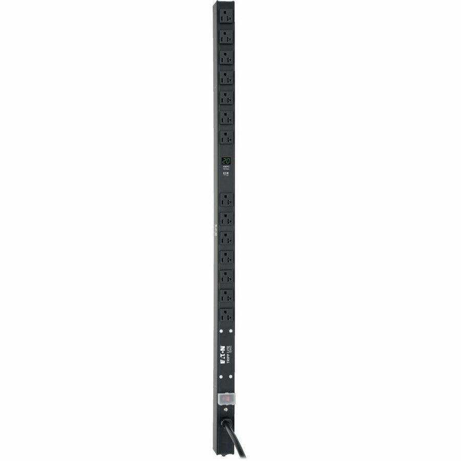 Eaton Tripp Lite Series 2kW Single-Phase Local Metered PDU, 100-127V Outlets (14 5-15/20R), L5-20P/5-20P adapter, 0U Vertical, 36 in. Height — PDUMV20-36