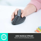 Logitech MX Vertical Wireless Mouse - Ergonomic Design Reduces Muscle Strain, Rechargeable, Graphite — 910-005447