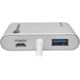 Eaton Tripp Lite Series 4-Port USB-C Hub, USB 3.x (5Gbps), 4x USB-A Ports, USB Micro-B Power Input, Silver — U460-004-4A