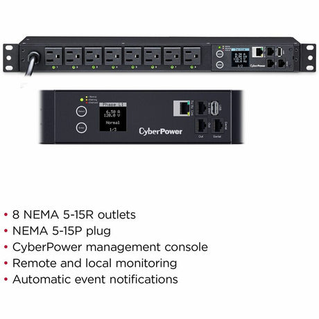 CyberPower PDU41001 Single Phase 100 - 120 VAC 15A Switched PDU — PDU41001